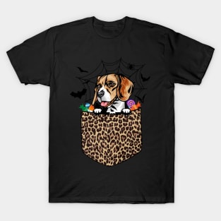 Cute Beagle Dog Lover Gift Leopard Beagle Halloween T-Shirt